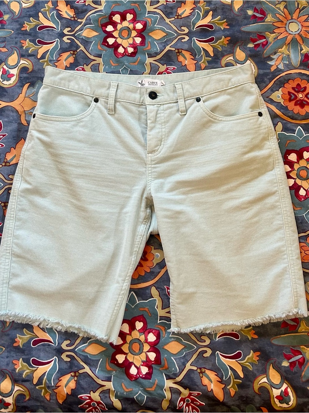 Carve Designs Frayed Hem Corduroy Bermuda Shorts